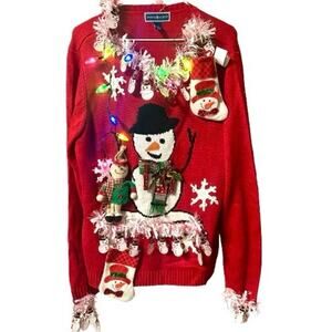 KAREN SCOTT Snowman Unique Funny Ugly Christmas Sweater - XL